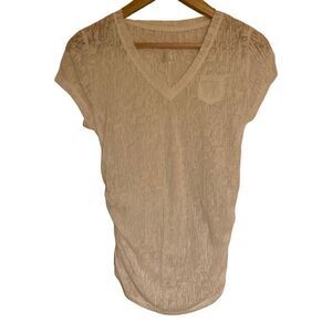 Liz Lange maternity for target small sheer white short sleeve blouse